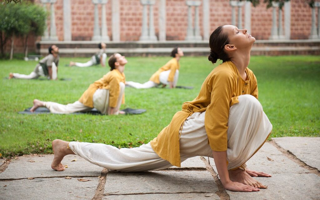 Person practicing Surya Kriya.